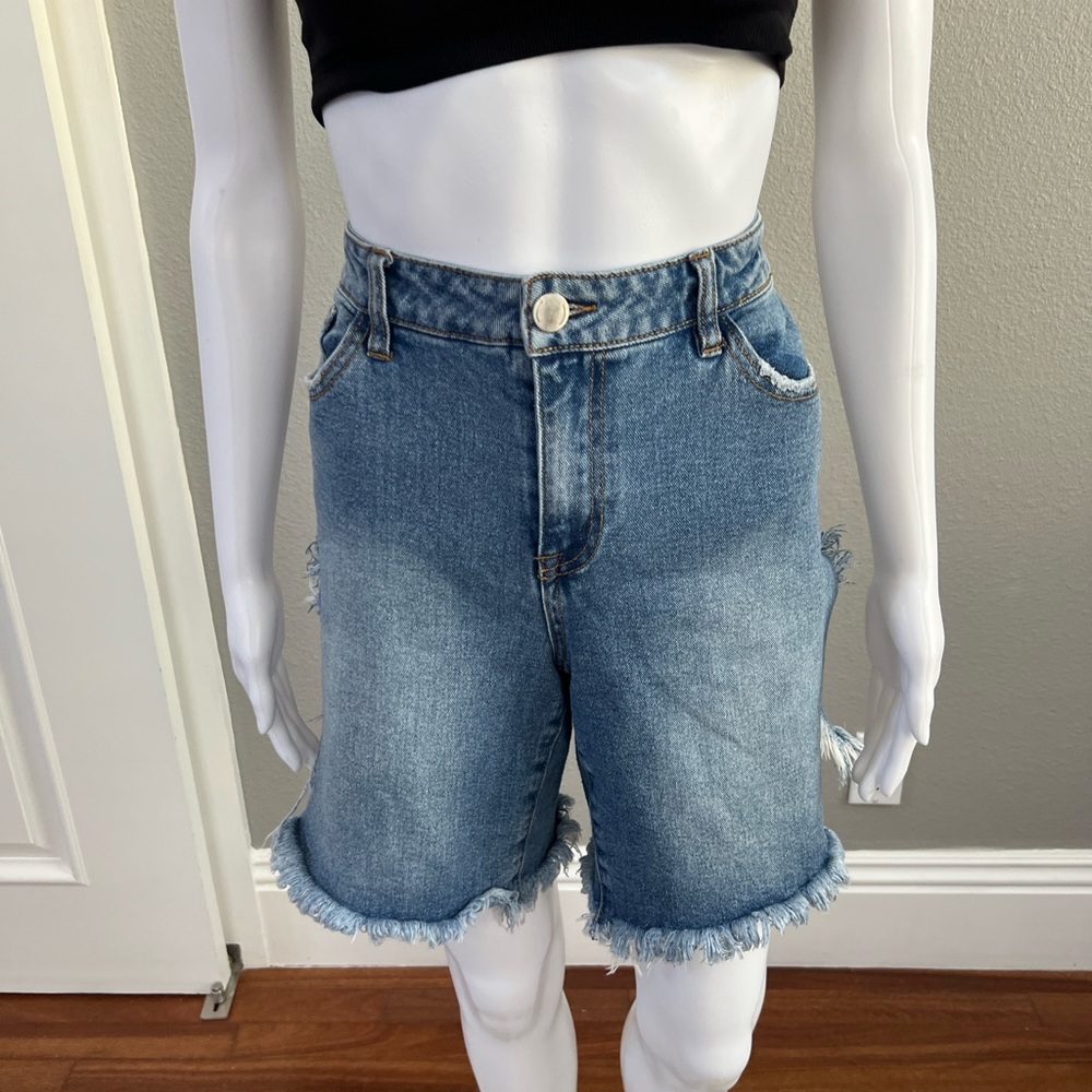 Fashion Nova Side Split Denim Shorts